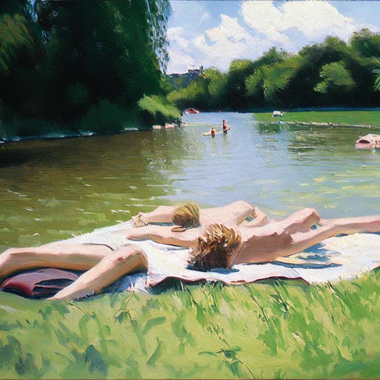 Сон Берег река, загорать